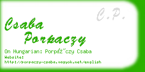 csaba porpaczy business card